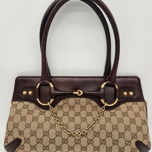 Gucci Tan GG Horsebit Shoulder Bag